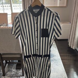 Striped Black and White Men's Jumpsuit